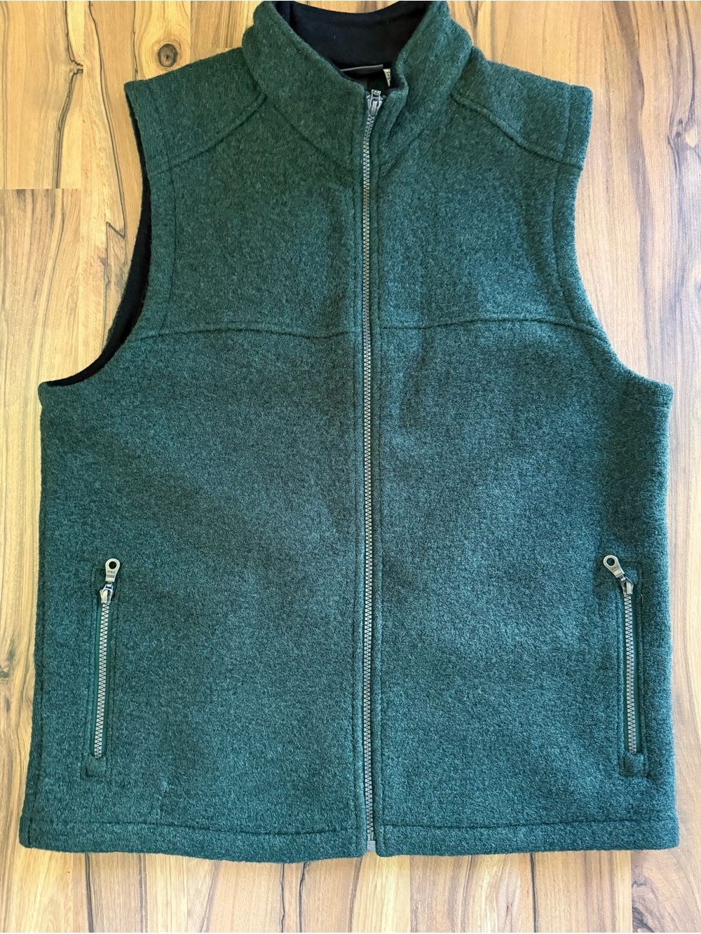 ibex Forest Green Men’s Boiled Wool Vest. Medium